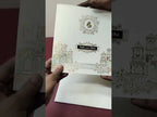 KLB-1573 White Royal Fort Semi Box Wedding Card (2 Page & Couple Name Wooden Plate)