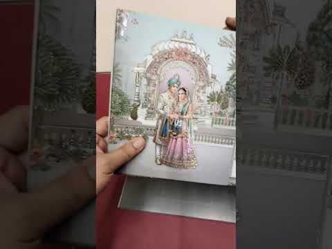 KLB-1527 Blue Bride Groom 3D Gold Foil Door Style Semi Box Wedding Card (2 Page)