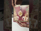 KLB738 Elephant Design Maroon Color Double Door Style Semi Box Wedding Card (2 Page & Couple Name Acrylic)