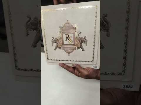 KLB737 Elephant Design Creme Color Semi Box Wedding Card (2 Page & Couple Initial Acrylic)