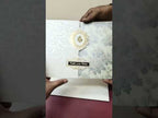 KLB-1565 White Grey Floral Door Style Embossed Semi Box Wedding Card (2 Page & Couple Name Wooden Plate)