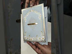 KLB813 Floral Design Blue Color Hardboard Padding Thick Wedding Card (2 Page & Couple Name Acrylic)