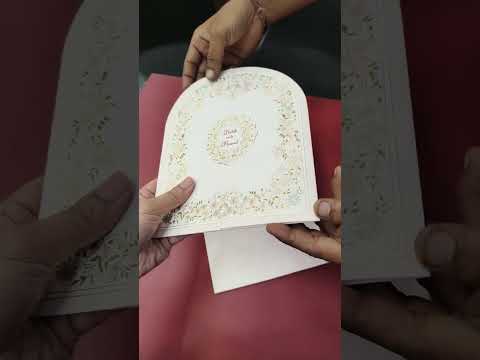 KLB-1143 Creme Floral Door Style Semi Box Wedding Card (2 Page)