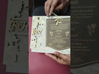 KLB-966 Creme Floral Couple Name Laser Cut MDF Thick Wedding Card (2 Page)