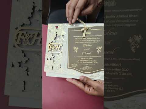 KLB-966 Creme Floral Couple Name Laser Cut MDF Thick Wedding Card (2 Page)