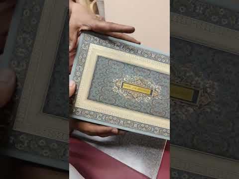 KLB-1483 Creme Blue Traditional 3D Gold Foil Padded Thick Wedding Card (2 Page & Couple Name Acrylic)
