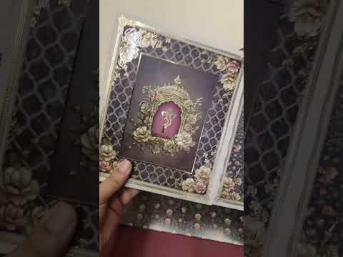KLB-1530 Purple Traditional 3D Gold Foil Door Style Semi Box Wedding Card (2 Page)