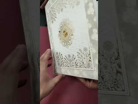 KLB-1183 White Creme Floral Embossed Semi Box Wedding Card (2 Page)