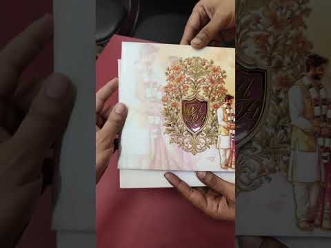 KLB-1111 Orange Bride Groom Padded Thick Wedding Card (2 Page & Couple Initial Acrylic)