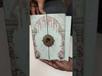 KLB803 Rose Floral Design Green Color Double Door Style Hardboard Padding Thick Wedding Card (2 Page & Couple Initial Acrylic)