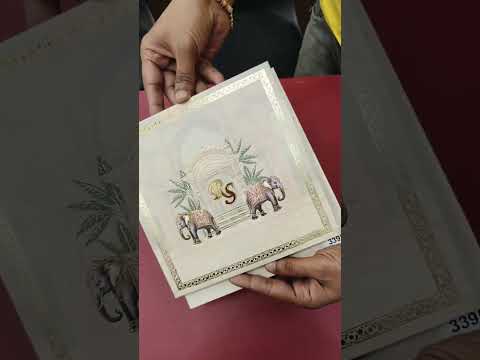 KLB-1031 Creme Elephant Padded Thick Wedding Card (2 Page & Couple Name Acrylic)
