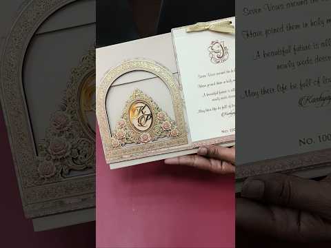 KLB695 Floral Design Brown Color Laser Cut MDF Thick Wedding Card (2 Page & Couple Initial Acrylic)