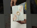 KLB783 Rose Floral Design Blue Color Embossed Semi Box Wedding Card (2 Page & Couple Name Acrylic)