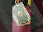 KLB-1056 Green Floral Padded Thick Wedding Card (2 Page & Couple Name Acrylic)