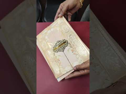 KLB-1063 Creme Royal Arch Door Style Padded Thick Wedding Card (2 Page & Couple Name Acrylic)