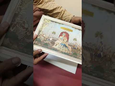 KLB-1481 Blue Green Bride Groom Barat 3D Gold Foil Padded Thick Wedding Card (2 Page & Couple Name Acrylic)