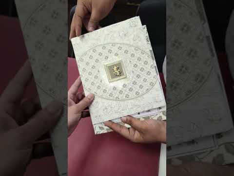 KLB-1280 White Green Traditional Embossed Padded Thick Wedding Card (2 Page)