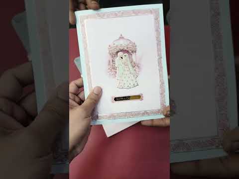 KLB-1151 Green Pink Mandap Semi Box Wedding Card (2 Page & Couple Name Acrylic)