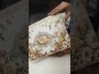 KLB762 Rose Floral Doli Design Creme Color Embossed Semi Box Wedding Card (2 Page & Couple Initial Acrylic)