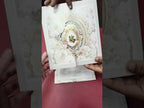 KLB-1455 Creme Green Rose Floral Laser Cut Door Style Semi Box Wedding Card (2 Page)