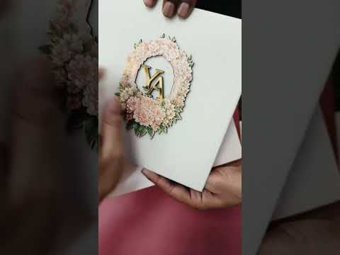 KLB-1106 White Leatherette Velvet Gold Acrylic Wedding Card (1 Page)