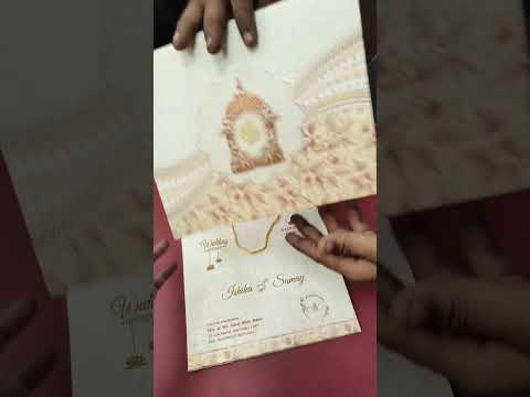 KLB-1436 Creme Brown Floral Traditional Carry Bag Style Semi Box Wedding Card (2 Page)