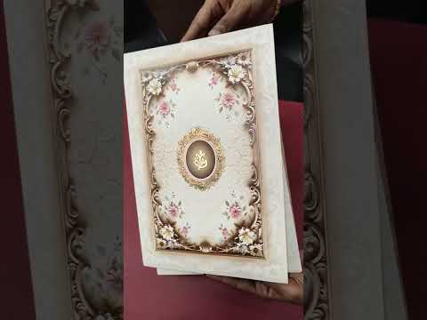 KLB-1215 Creme Brown Floral Semi Box Wedding Card (2 Page)