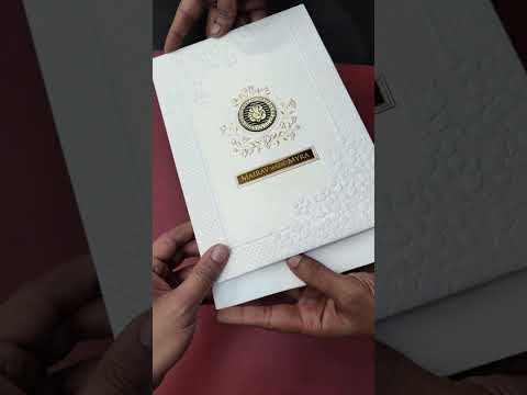 KLB-1073 White Floral Embossed Padded Thick Wedding Card (2 Page & Couple Name Acrylic)