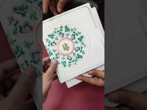 KLB-1314 White Floral Embossed Semi Box Wedding Card (2 Page)