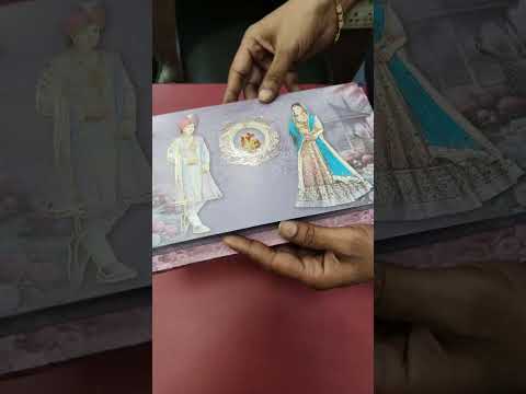 KLB-1230 Purple Bride Groom Semi Box Wedding Card (2 Page)