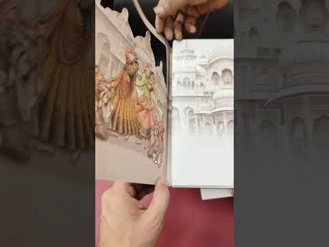 KLB-1331 White Brown Royal Fort Elephant Semi Box Wedding Card (2 Page)