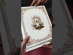 KLB-1387 Creme Royal Arch Peacock Padded Thick Wedding Card (2 Page)