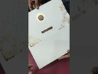 KLB949 White Royal Arch Embossed Padded Thick Wedding Card (2 Page & Couple Name Wooden Plate)