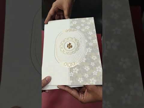 KLB-1185 White Creme Floral Embossed Semi Box Wedding Card (2 Page)