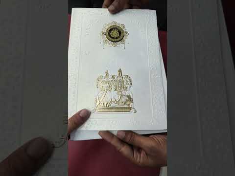 KLB-1088 White Ram Sita Embossed Semi Box Wedding Card (2 Page)