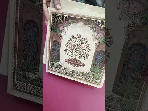 KLB522 Pichwai Theme Premium Gold Foil Design Semi Box Paper Wedding Card (2 Page)
