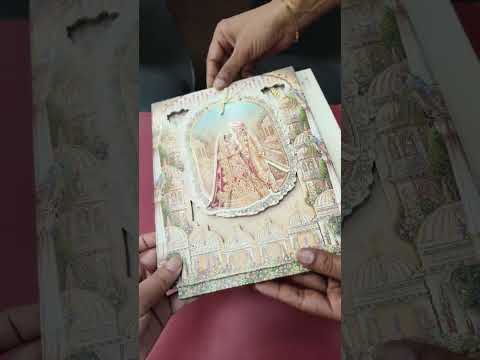 KLB-1370 Creme Bride Groom Laser Cut Carry Bag Style MDF Thick Wedding Card (2 Page)