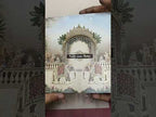 KLB-1540 Blue Royal Arch Elephant 3D Gold Foil Semi Box Wedding Card (2 Page & Couple Name Wooden Plate)