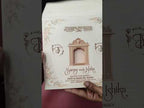 KLB-1381 Creme Peach Elephant Padded Thick Wedding Card (2 Page & Couple Name Wooden Plate)