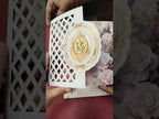 KLB-1420 Creme Purple Rose Floral Laser Cut Door Style Semi Box Wedding Card (2 Page)
