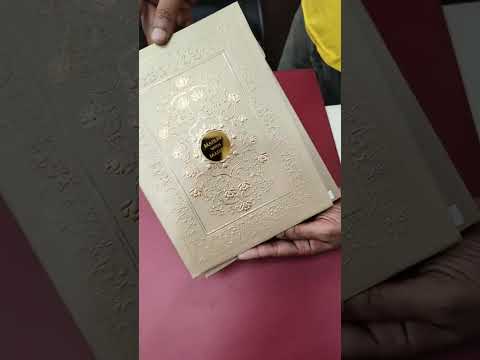KLB-1058 Brown Golden Floral Embossed Padded Thick Wedding Card (2 Page & Couple Name Acrylic)