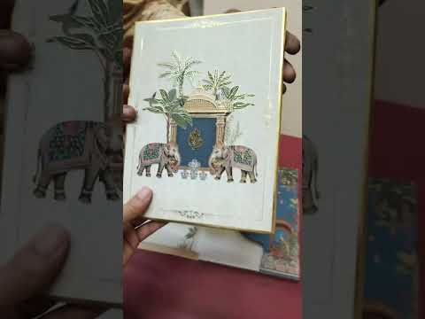 KLB-1480 Creme Elephant 3D Gold Foil Padded Thick Wedding Card (2 Page)