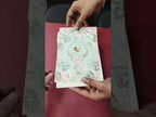 KLB-968 Green Rose Floral Wedding Card (2 Page & Couple Initial Acrylic)