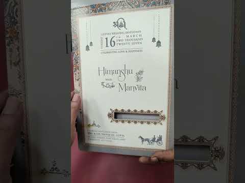 KLB-1351 Grey Floral Semi Box Wedding Card (2 Page)