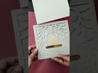KLB-1099 Grey Floral Laser Cut Leatherette Wedding Card (1 Page)