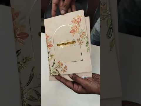 KLB810 Floral Design Creme Color Hardboard Padding Thick Wedding Card (2 Page & Couple Name Acrylic)