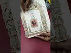 KLB687 Floral Traditional Design Creme Brown Color Laser Cut MDF Thick Wedding Card (2 Page & Couple Initial Acrylic)