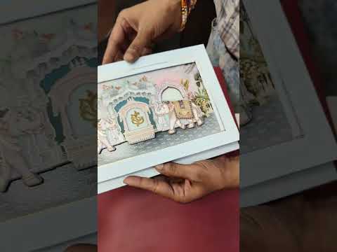 KLB895 Royal Fort Elephant Design Blue Color Laser Cut Premium 3D Gold Foil Hardboard Padding Thick Wedding Card (2 Page)