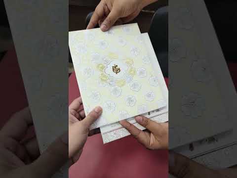 KLB-1277 White Creme Floral Embossed Padded Thick Wedding Card (2 Page)