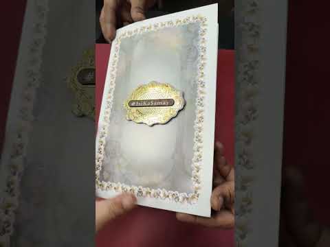 KLB-1440 Grey Floral Semi Box Wedding Card (2 Page & Couple Name Wooden Plate)